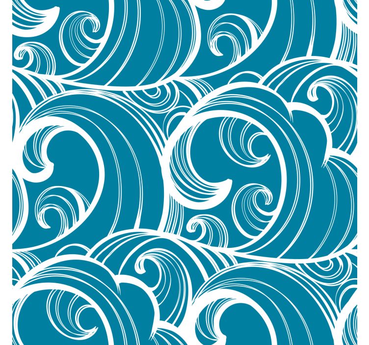 Wavy blue pattern headboard wallpaper - TenStickers