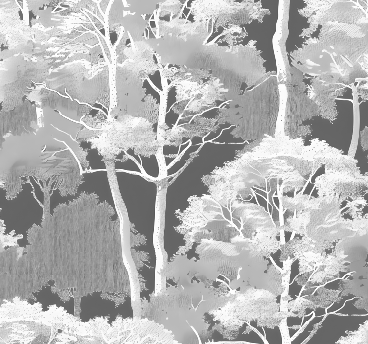 Woodland pattern gray wallpaper - TenStickers