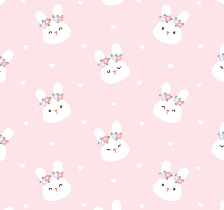 Bunny Polka Pattern animal wallpaper - TenStickers