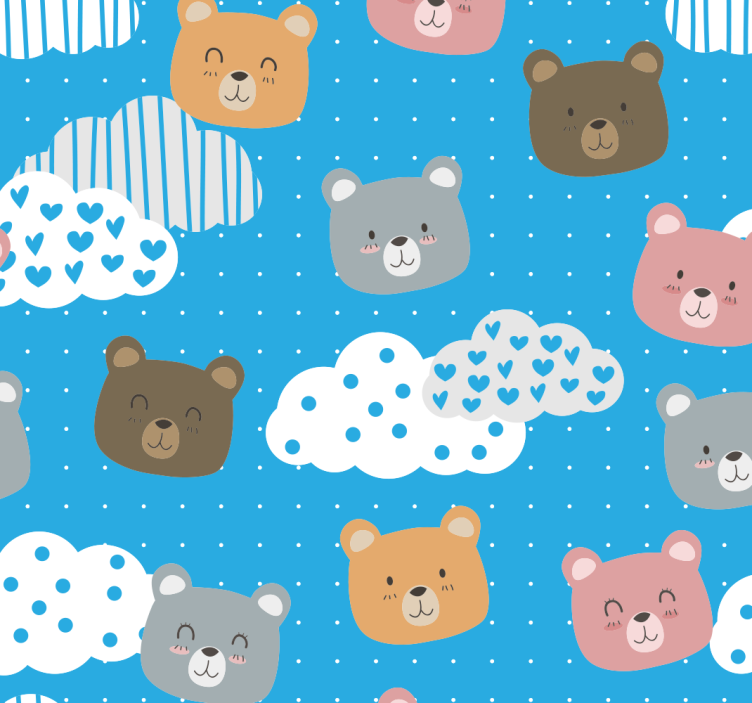 Bear Cloudscape Pattern cat wallpaper - TenStickers