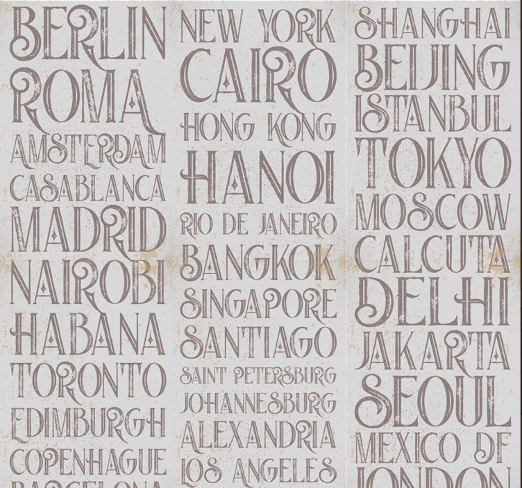 City Names Typography letter wallpaper - TenStickers