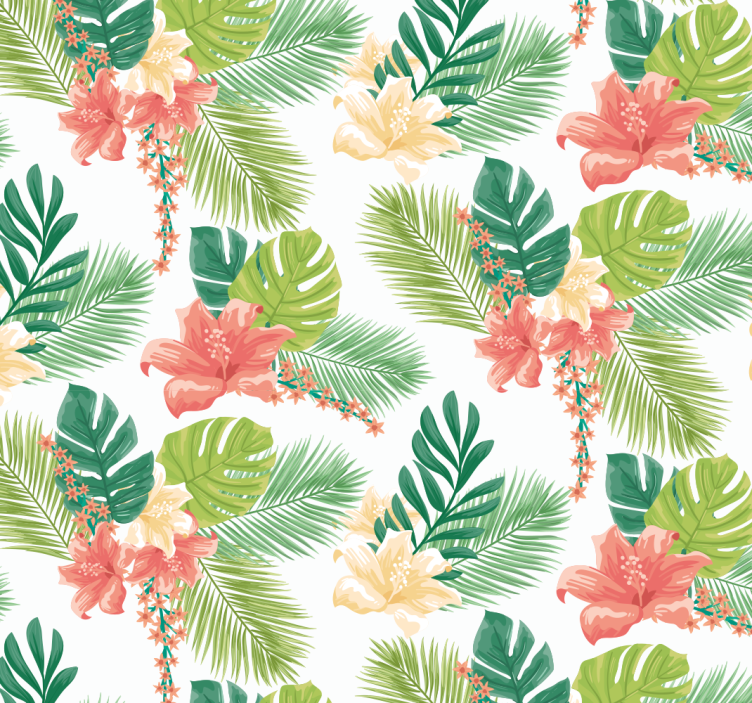 Tropical Foliage Bloom nature wallpaper - TenStickers