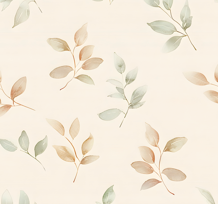 Beige leaves design entryway wallpaper - TenStickers