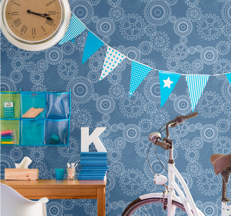 3D Mechanical chains pattern wallpaper - TenStickers