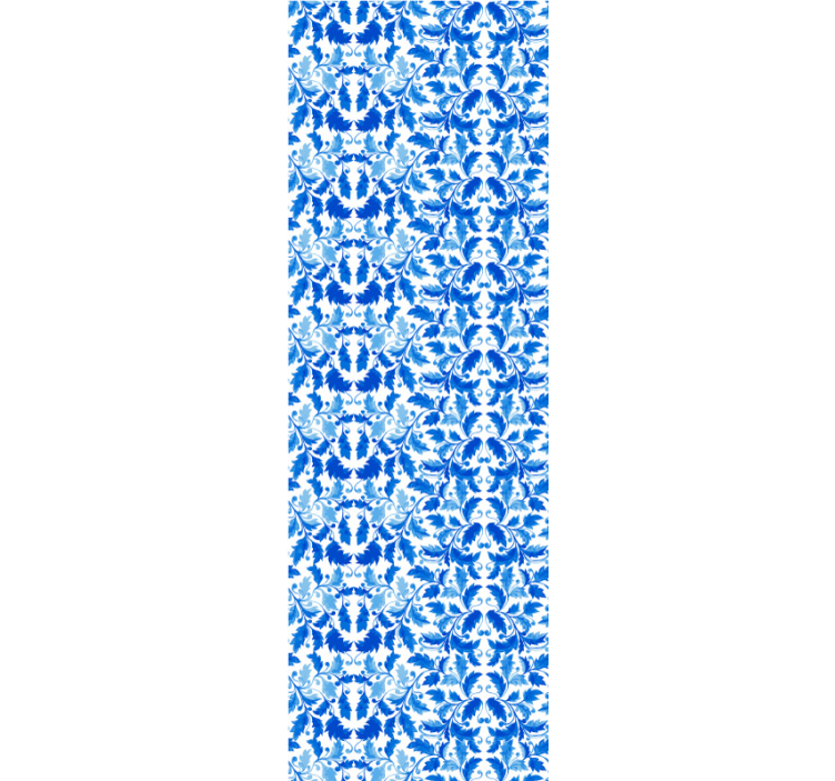 Elegant blue and white motif leaf wallpaper - TenStickers