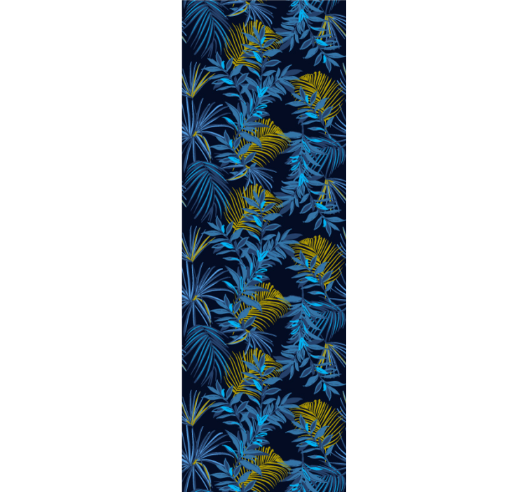Blue tropical foliage leaf wallpaper - TenStickers