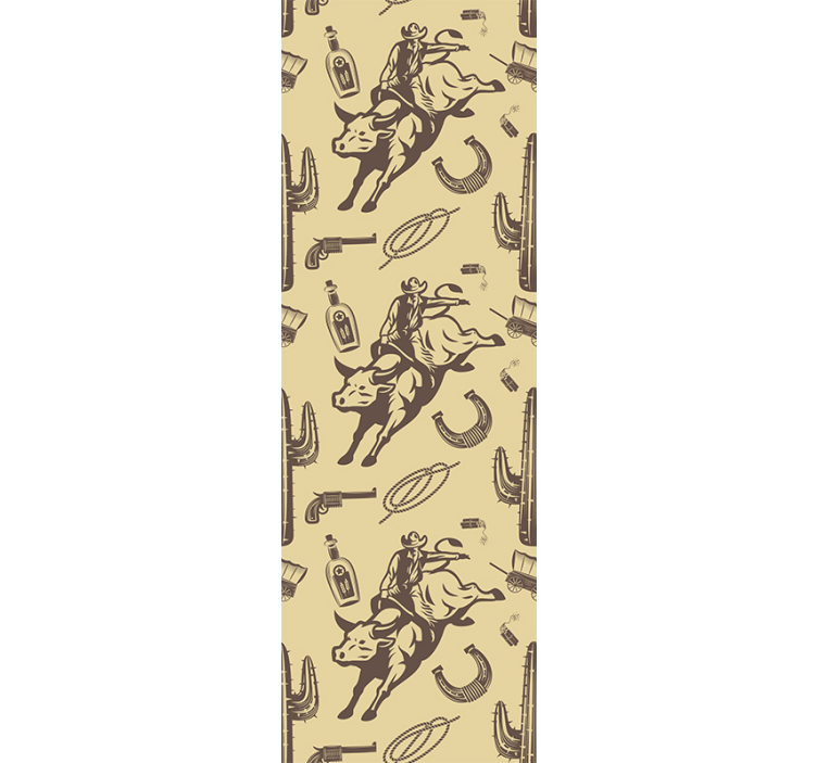 Cowboy riding a bull Bedroom Wallpaper - TenStickers
