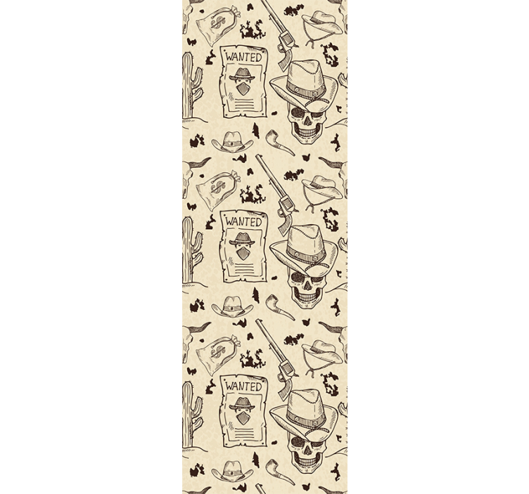 Cowboy wanted skull design vintage wallpaper - TenStickers
