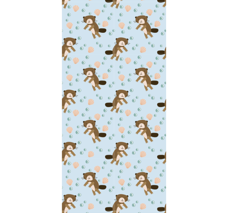 Baby beavers pattern animal wallpaper - TenStickers