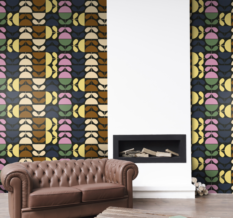 Colored cup Flower Wallpaper - TenStickers