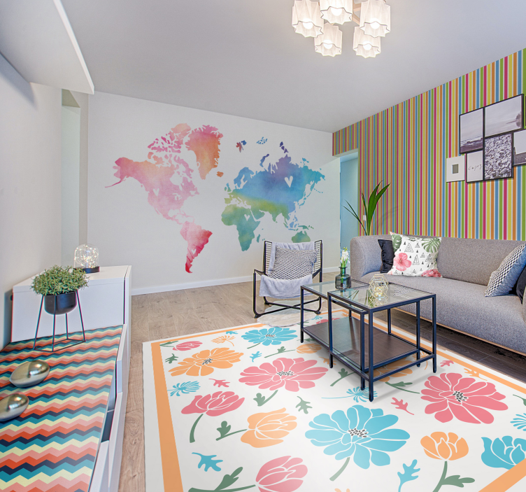 Multicolored Stripes horizontal striped wallpaper - TenStickers