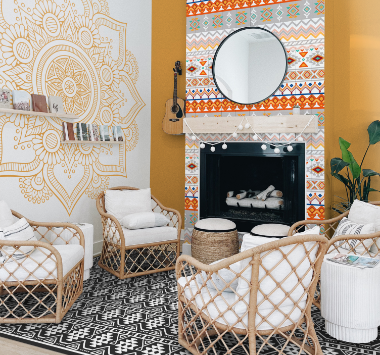 Bohemian style pattern Textured Wallpaper - TenStickers