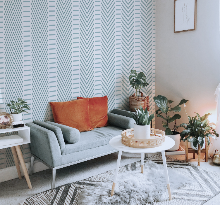 Stylish chevron lines living room wallpaper - TenStickers