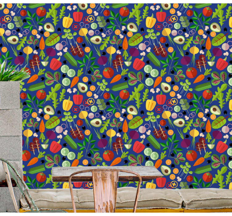 Colorful vegetables  kitchen wallpaper - TenStickers