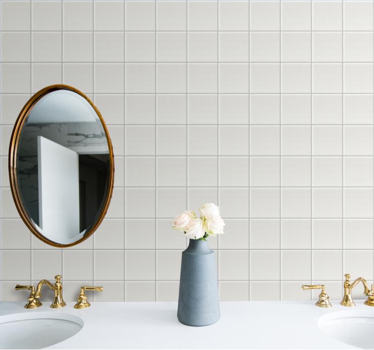 Simple white motif tile wallpaper - TenStickers