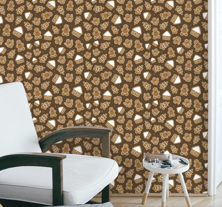 Gingerbread Patterns christmas wallpaper - TenStickers