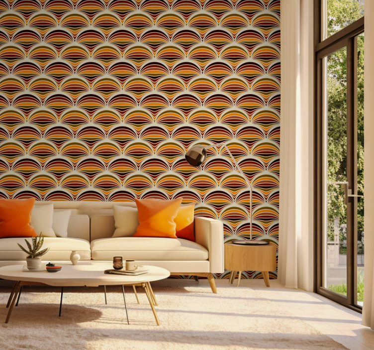 Curved Line Pattern vintage wallpaper - TenStickers