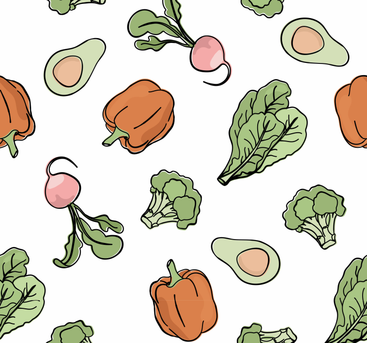 Pepper and avocados design kitchen wallpaper - TenStickers