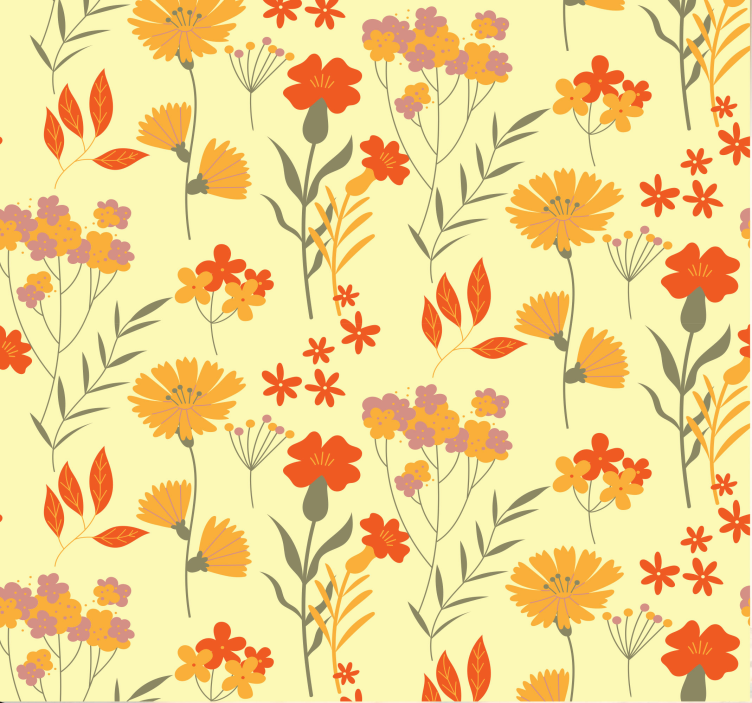 70's pop flowers pattern wallpaper - TenStickers