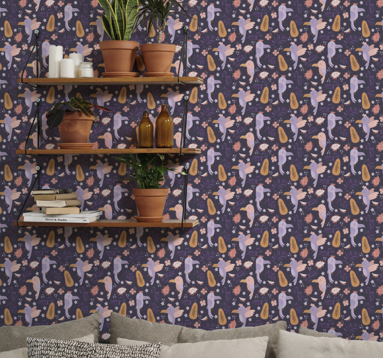 Tropical Bird Pattern animal wallpaper - TenStickers