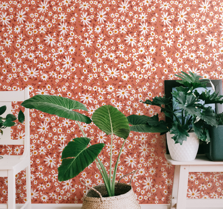 70's daisy pattern Flower Wallpaper - TenStickers