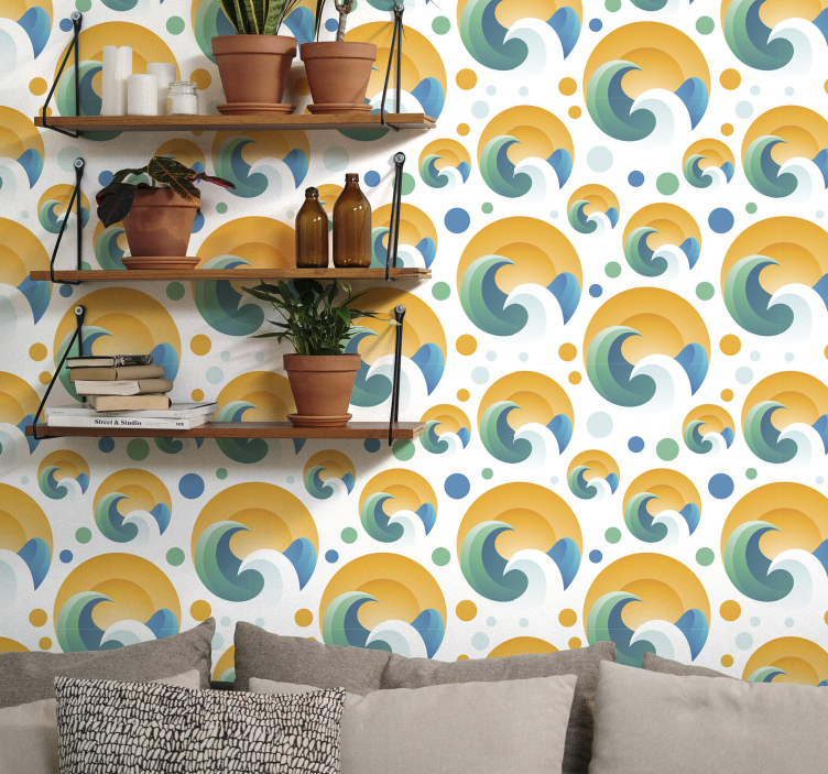 70's sun pattern vintage wallpaper - TenStickers