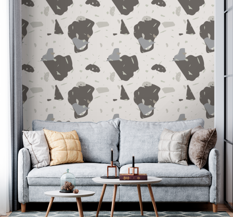 Abstract Grey Shapes texture pattern wallpaper - TenStickers