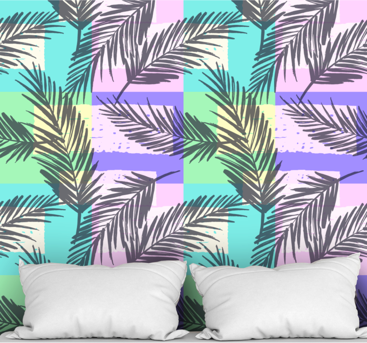 Abstract pastel palm trees jungle wallpaper - TenStickers