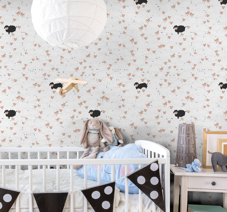 Animal Wallpaper patterned sheeps for kids - TenStickers