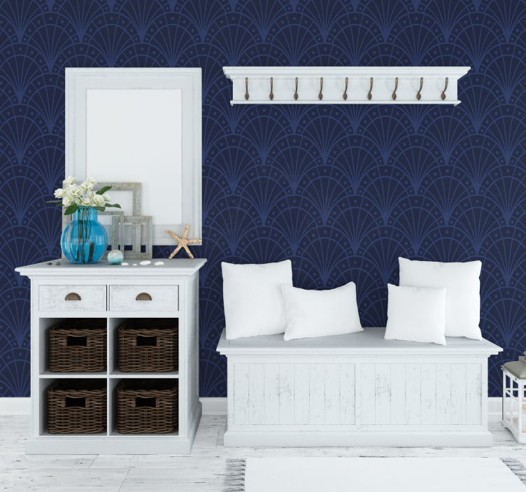 Navy blue art déco entryway wallpaper - TenStickers