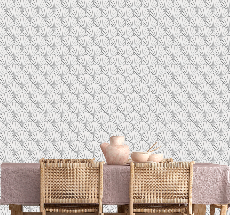 Art deco white shells pattern  wallpaper - TenStickers