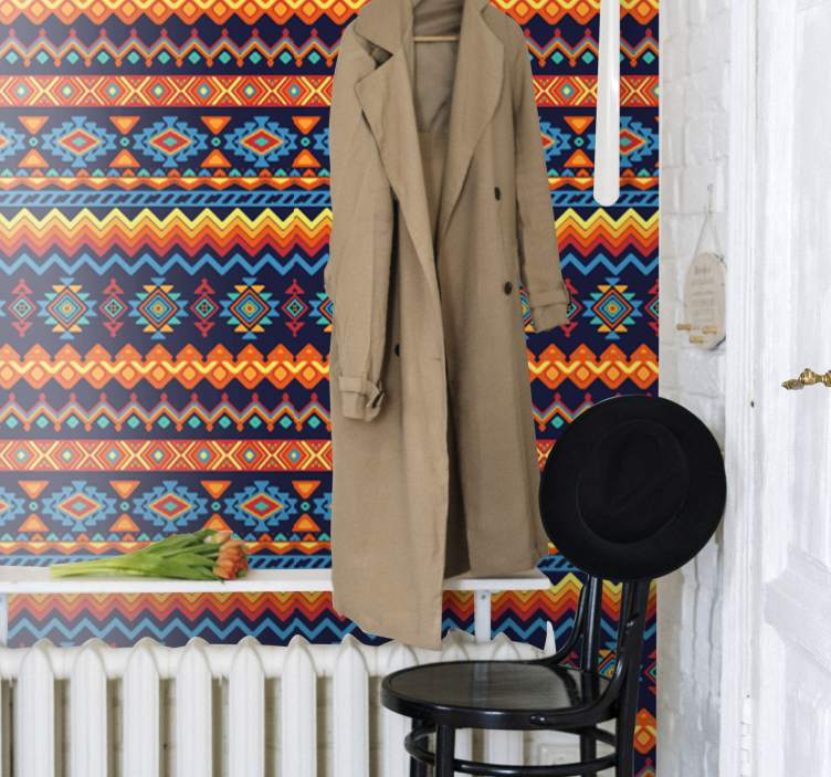 Aztec Pattern Fusion entryway wallpaper - TenStickers