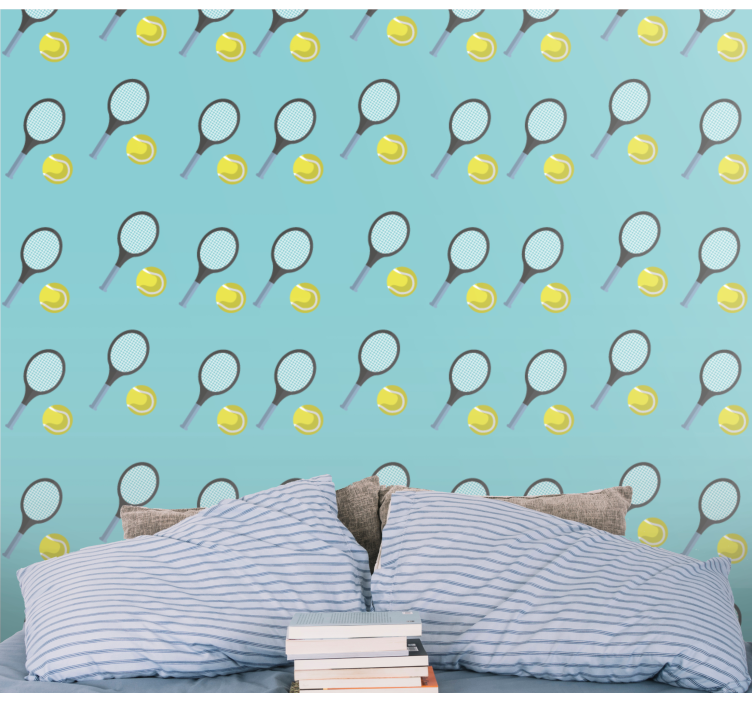 Ball and tennis blue Childrens Wallpaper - TenStickers
