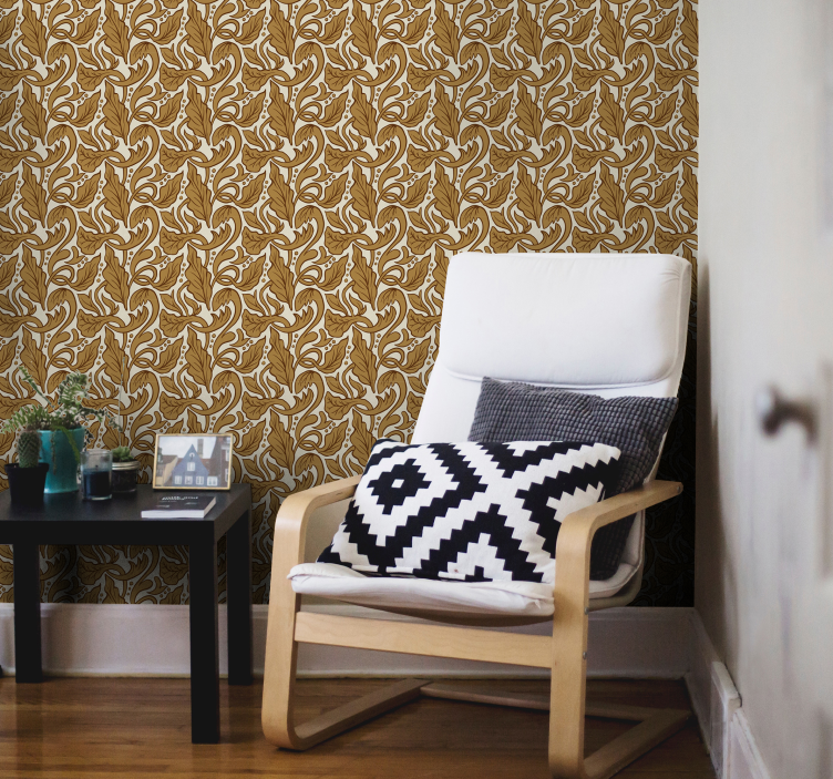 Baroque Leaf Pattern baroque wallpaper - TenStickers