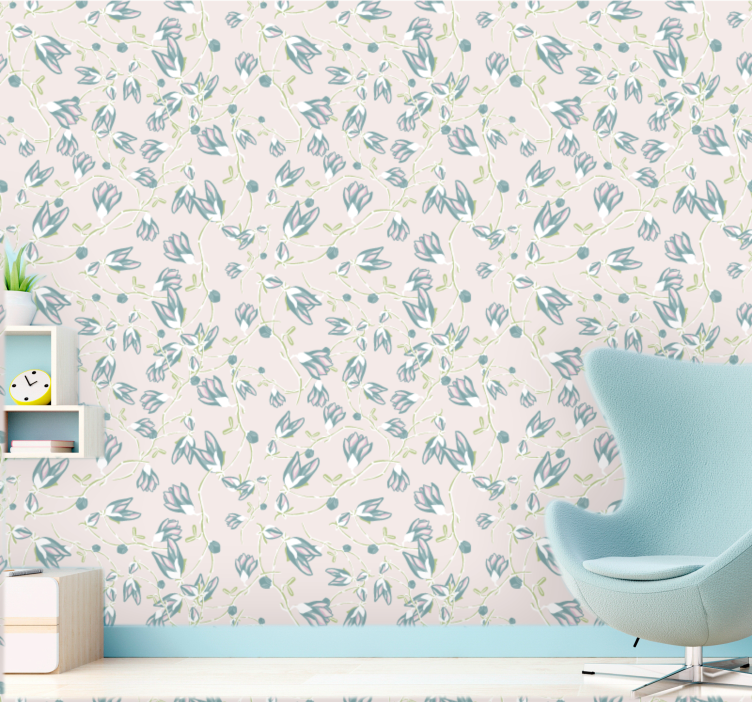 Subtle bloom print flower wallpaper - TenStickers