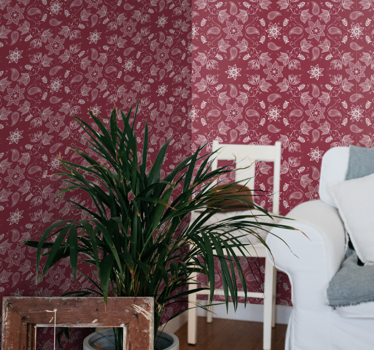 Beautiful paisley flowers Ornamental Wallpaper - TenStickers