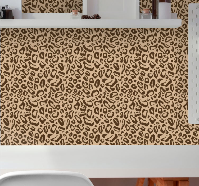 Beige feline pattern leopards wallpaper - TenStickers