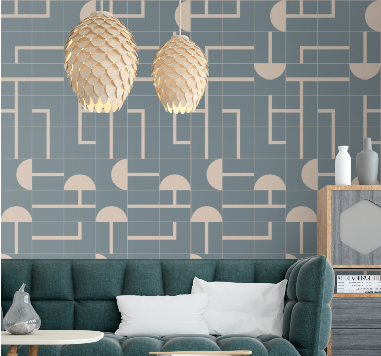 Beige stylish shapes geometric wallpaper - TenStickers