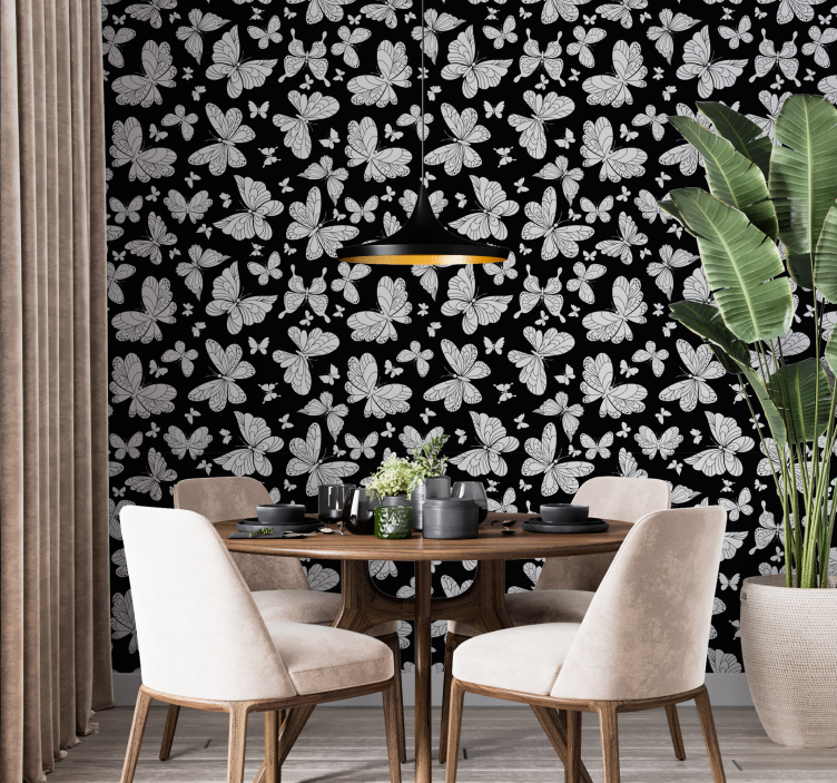 Black butterflies butterfly wallpaper - TenStickers