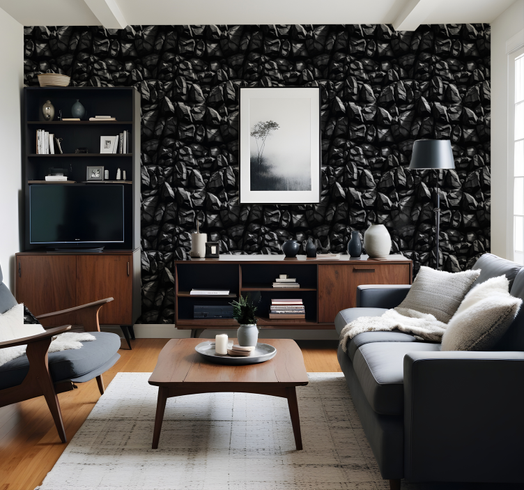 Black design stone wallpaper - TenStickers