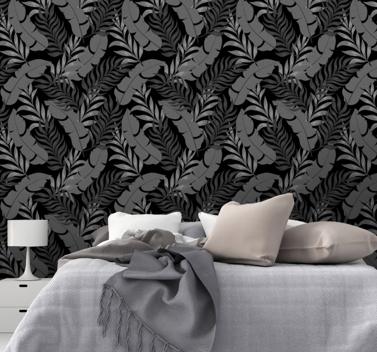 Black Elegant Pattern leaf wallpaper - TenStickers