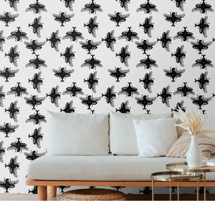 Black Insect Pattern animal wallpaper - TenStickers