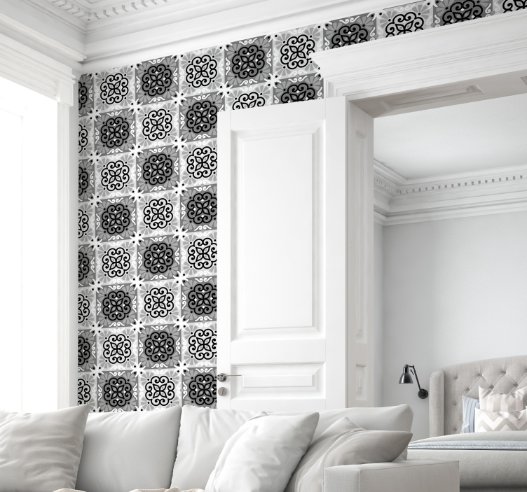 Black ornament Ornamental Wallpaper - TenStickers