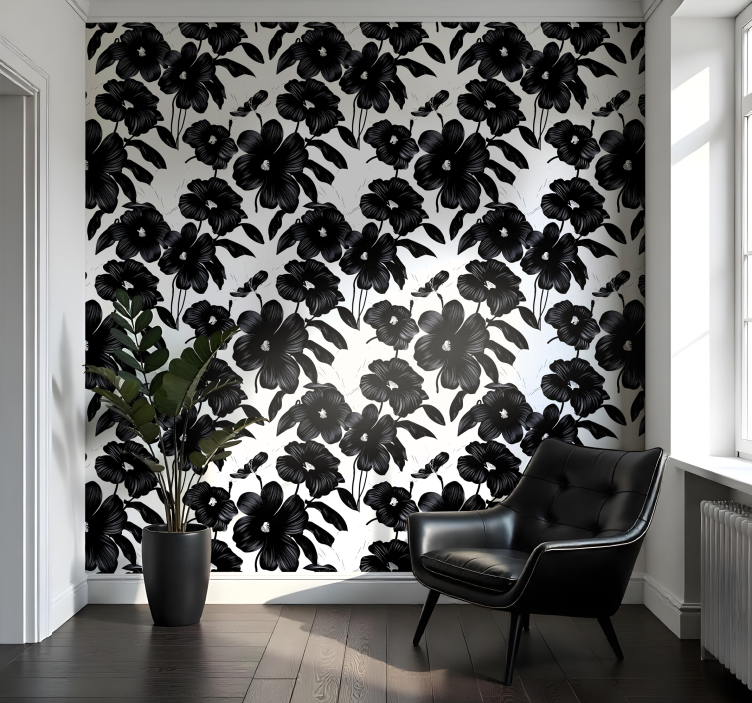 black poppy flower wallpaper - TenStickers
