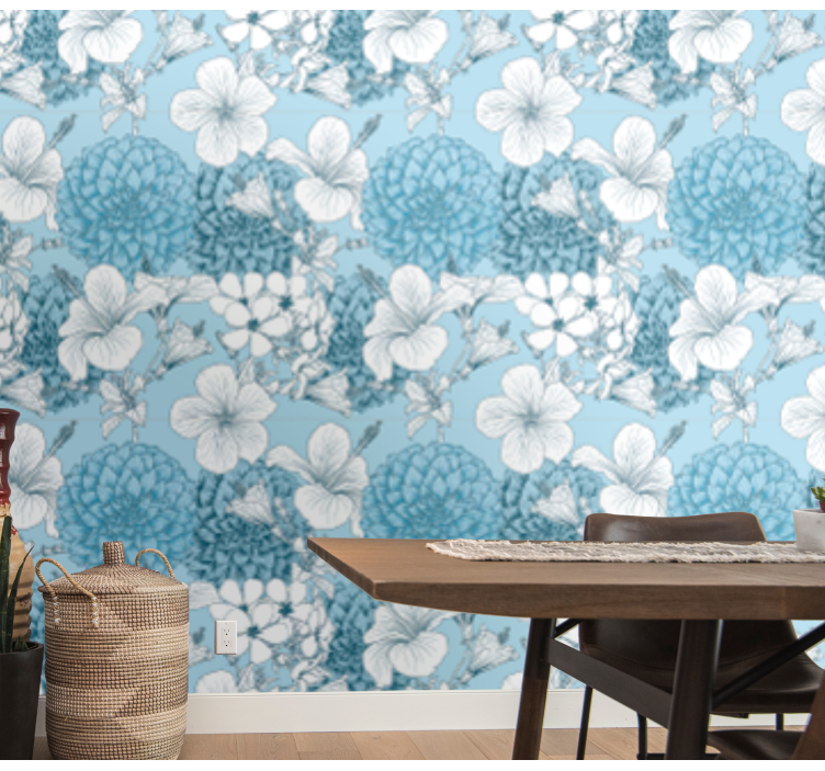 Bleu flour opening Flower Wallpaper - TenStickers
