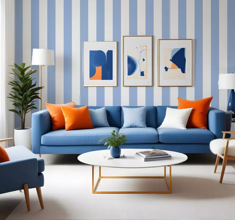 Blue and white shades vertical line wallpaper - TenStickers