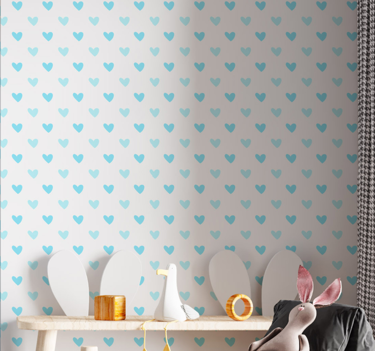 Blue hearts children's wallpaper - TenStickers