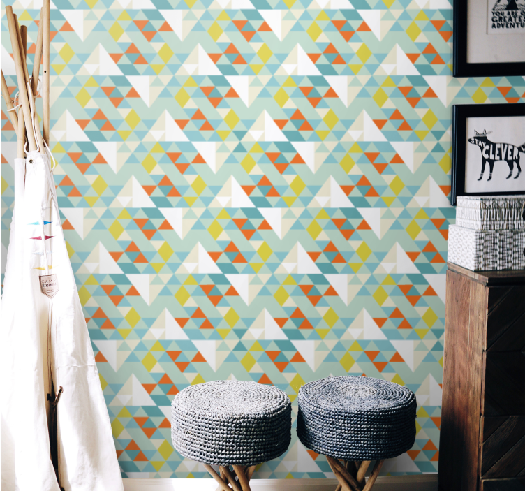 Blue rounded motif triangle wallpaper - TenStickers
