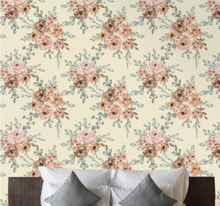 Botanical composition living room wallpaper - TenStickers