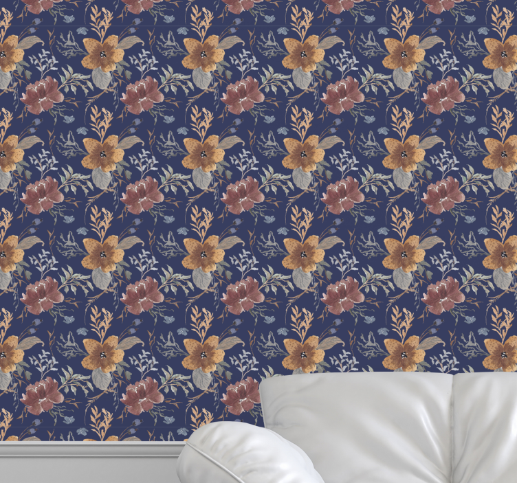 Botanical Elegance floral ornament wallpaper - TenStickers